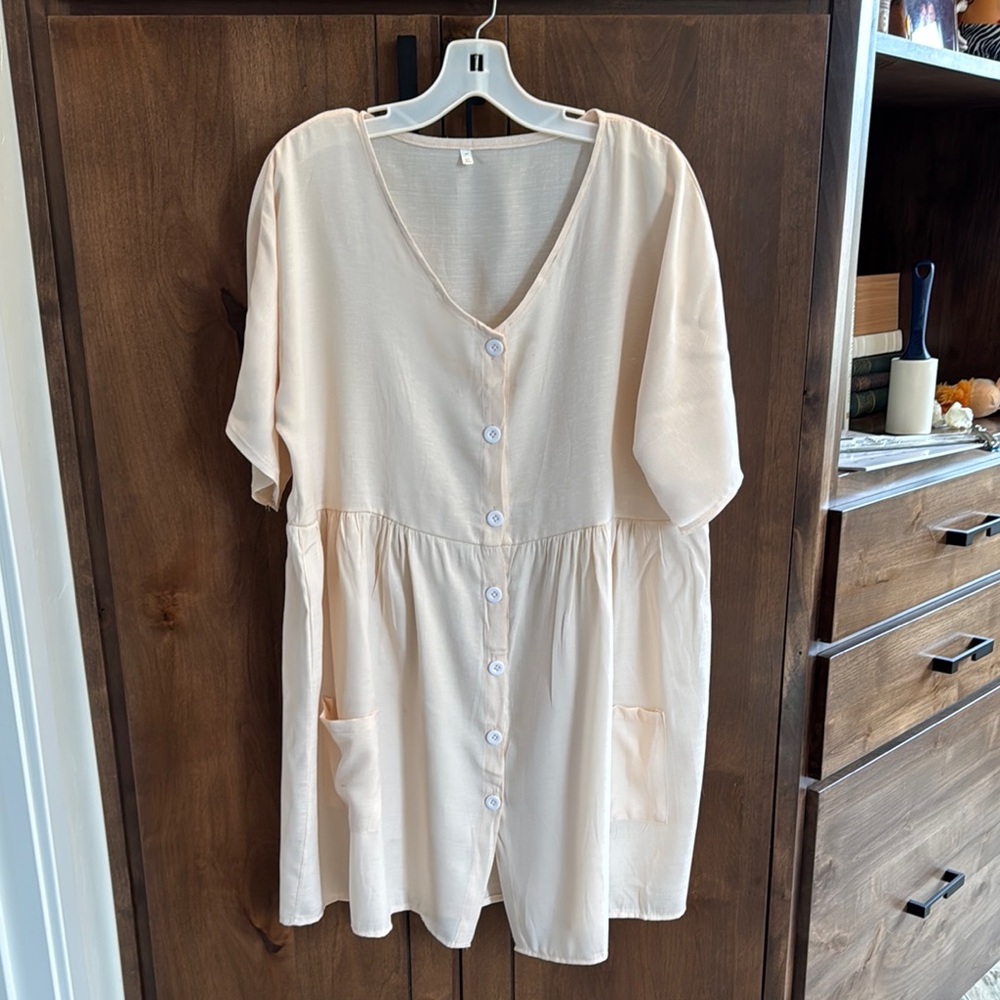 Cream Button-Down Women's Dress